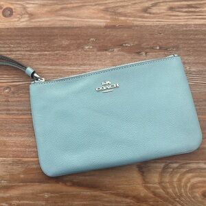 Coach Blue Leather Wristlet